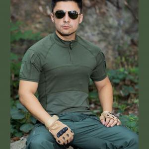 Stand collar Cotton Polyester Comfortable Camouflage T shirt for Men